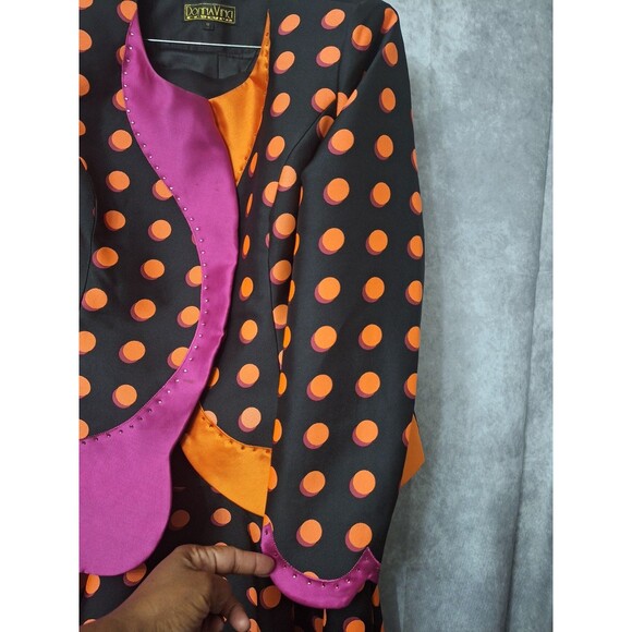 Donna Vinci 2pc Polka Dot Skirt Suit Sz 12 Rhinestones Clown Dopamine Colorful - Picture 10 of 16